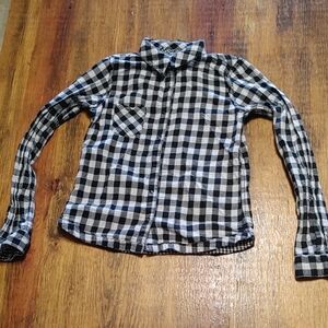 Faded Glory Black and white plaid Shirt size XL reversible 100% cotton